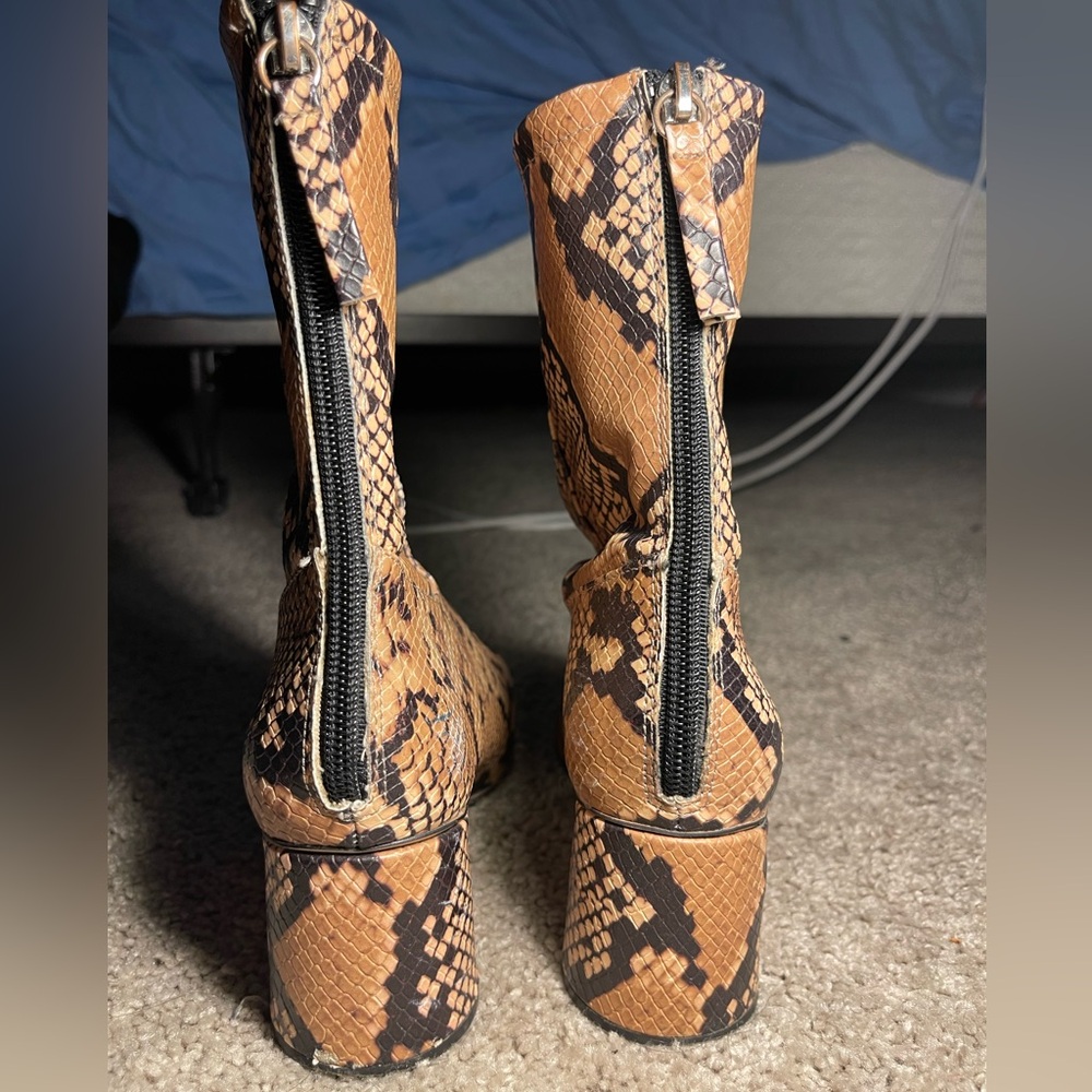 Zara Basic Collection Snakeskin Booties - image 3